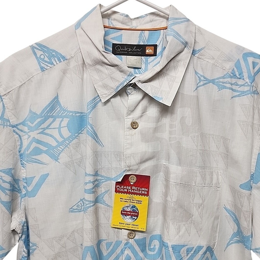 Quicksilver Waterman Collection Shirt Mens Xl Multicolor Fish Pattern Button Up - Picture 2 of 8